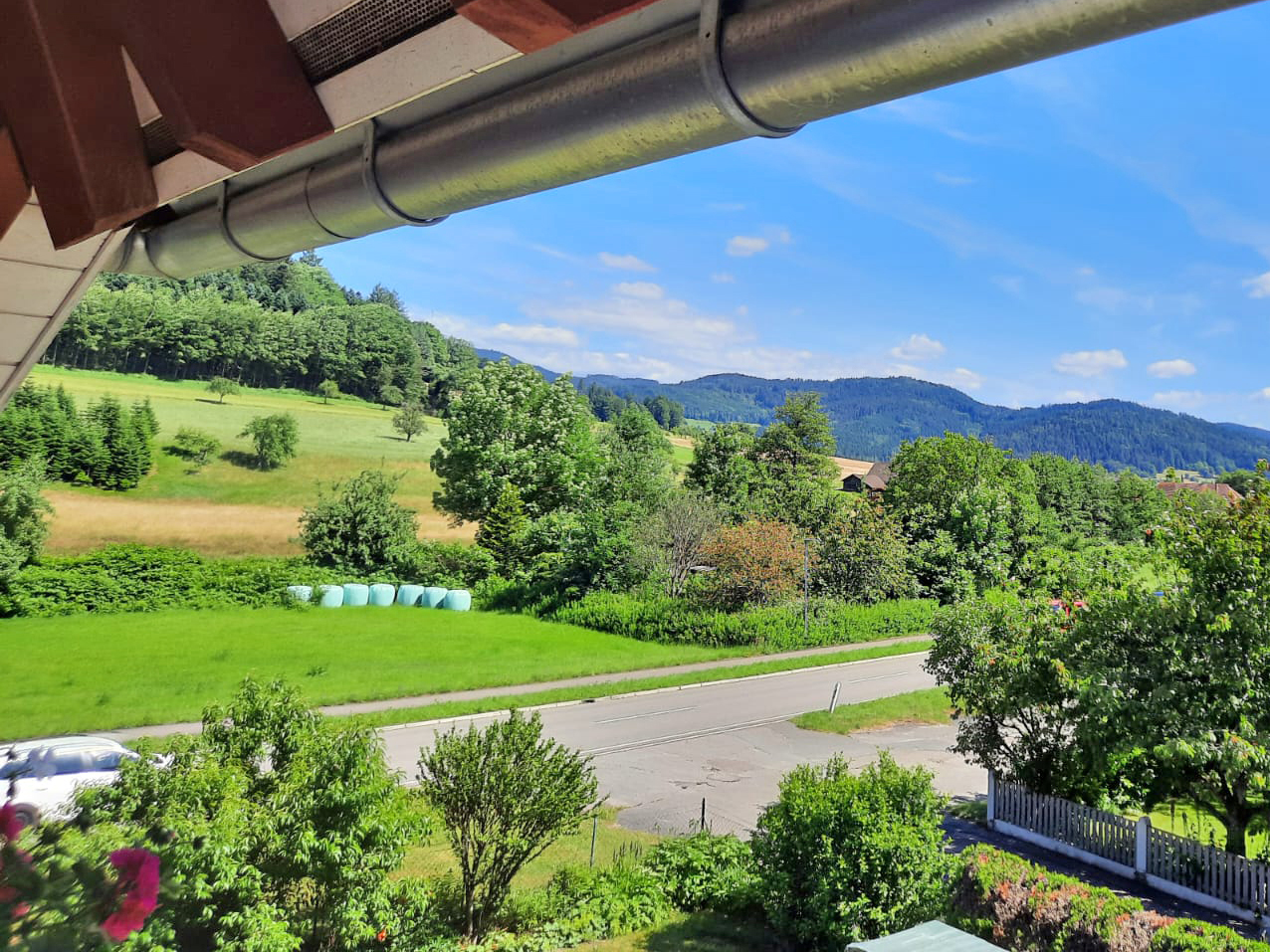 Ausblick vom Balkon der Ferienwohnung 2 "Waldesruh" im Ferienhaus Zimmermann in Zell am Harmersbach im Schwarzwald