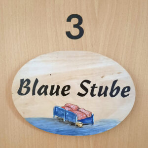 Türschild der Ferienwohnung 3 "Blaube Stube"