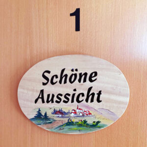 Türschild der Ferienwohnung 1 "Schöne Aussicht" - Maisonette Wohnung